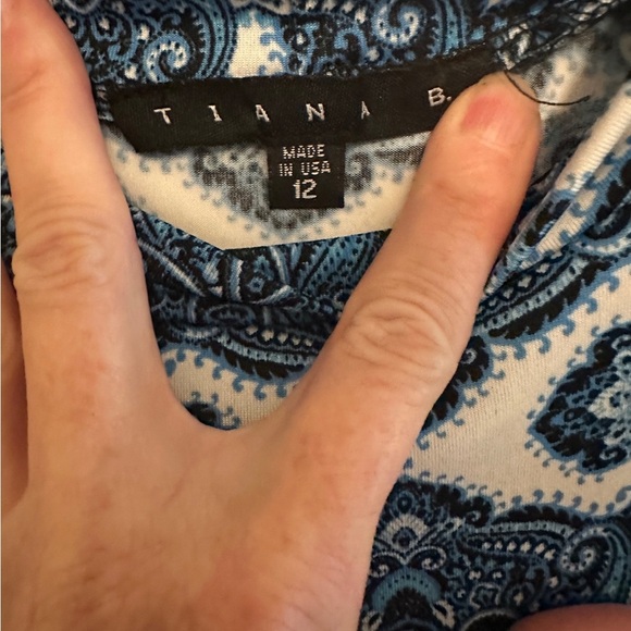 Tiana B. Blue and White Mock Neck Sleeveless Sundress - Picture 2 of 2